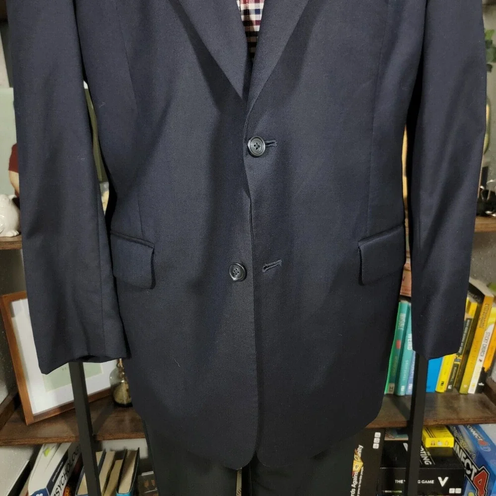 JOS A‎ BANK GORDON Men's Sport Coat Blazer Two Button Black Twill Wool Size 44L